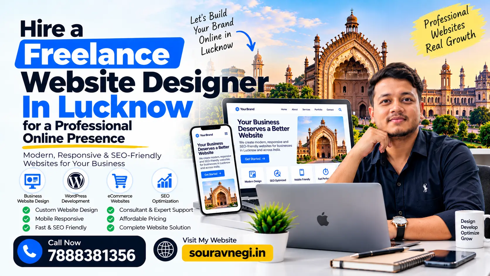 Sourav Negi, freelance website designer in Lucknow, offering professional business websites and SEO-friendly website solutions.