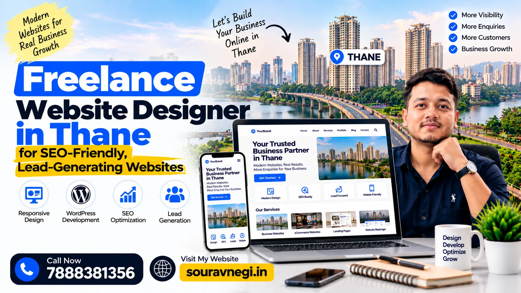 Sourav Negi, freelance website designer in Thane, offering SEO-friendly business websites, WordPress development and lead-generation solutions.