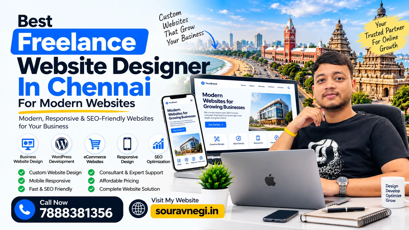 Sourav Negi, freelance website designer in Chennai, offering modern and SEO-friendly website design services.