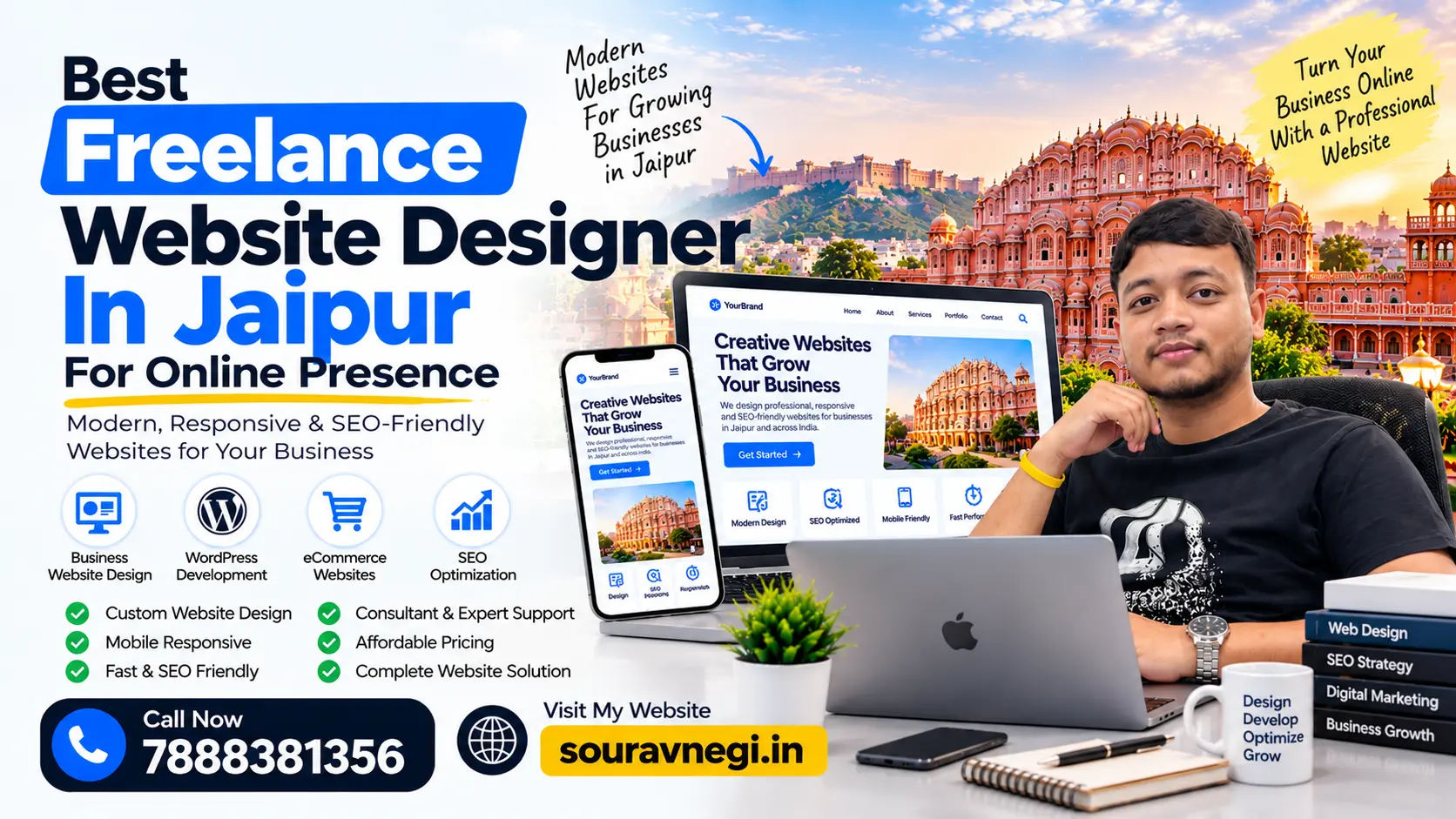 Sourav Negi, freelance website designer in Jaipur, offering professional business websites, WordPress development and SEO-friendly website solutions.